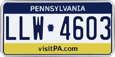 PA license plate LLW4603
