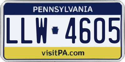 PA license plate LLW4605
