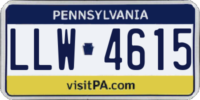 PA license plate LLW4615