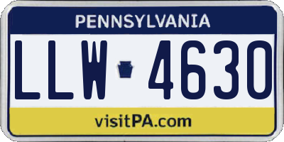 PA license plate LLW4630