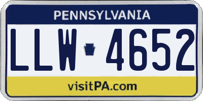 PA license plate LLW4652