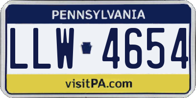 PA license plate LLW4654