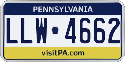 PA license plate LLW4662