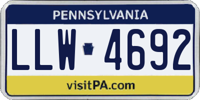 PA license plate LLW4692