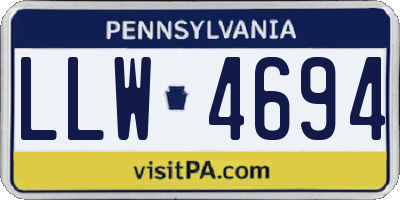 PA license plate LLW4694