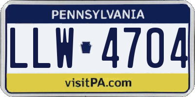 PA license plate LLW4704