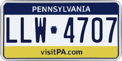 PA license plate LLW4707