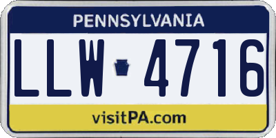 PA license plate LLW4716