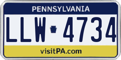 PA license plate LLW4734
