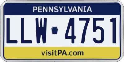PA license plate LLW4751