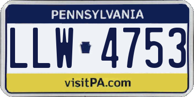 PA license plate LLW4753