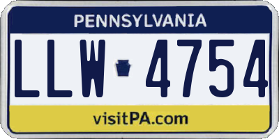 PA license plate LLW4754