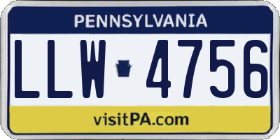 PA license plate LLW4756