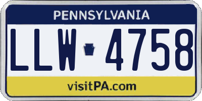 PA license plate LLW4758