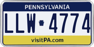 PA license plate LLW4774