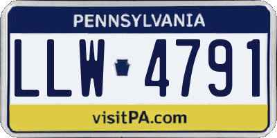 PA license plate LLW4791