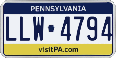 PA license plate LLW4794