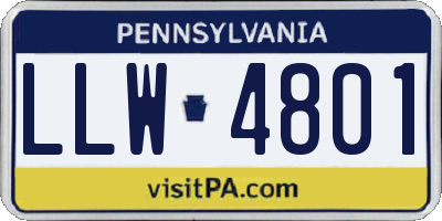 PA license plate LLW4801