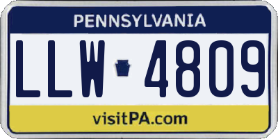 PA license plate LLW4809