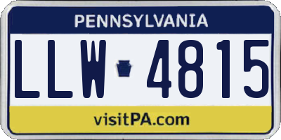 PA license plate LLW4815