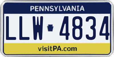 PA license plate LLW4834
