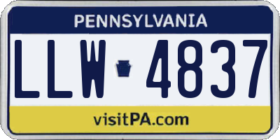 PA license plate LLW4837