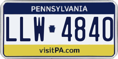 PA license plate LLW4840