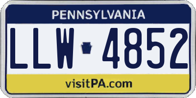 PA license plate LLW4852