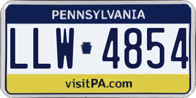 PA license plate LLW4854