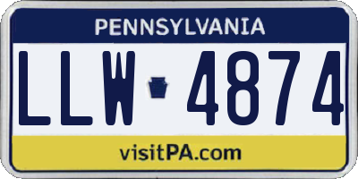 PA license plate LLW4874