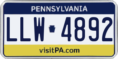 PA license plate LLW4892