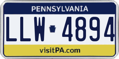 PA license plate LLW4894