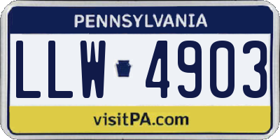 PA license plate LLW4903