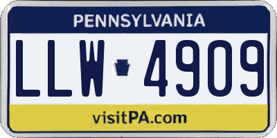 PA license plate LLW4909