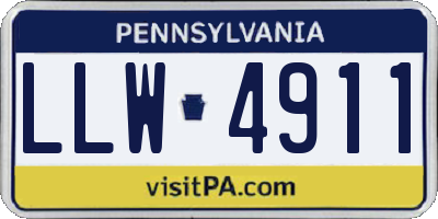 PA license plate LLW4911