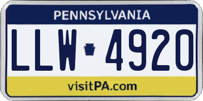 PA license plate LLW4920
