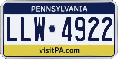 PA license plate LLW4922