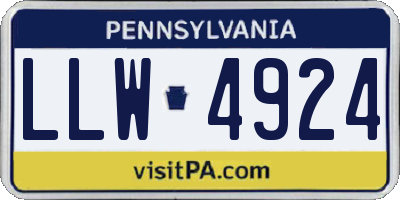 PA license plate LLW4924