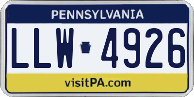 PA license plate LLW4926