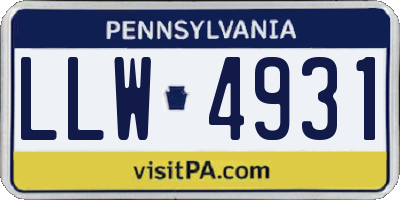 PA license plate LLW4931