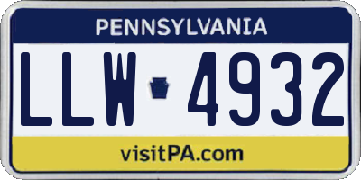 PA license plate LLW4932
