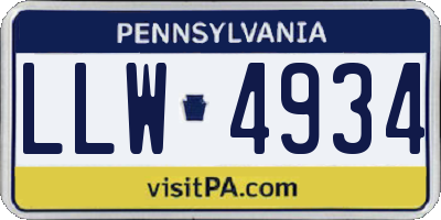 PA license plate LLW4934