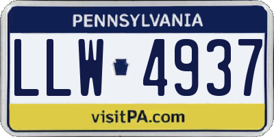 PA license plate LLW4937