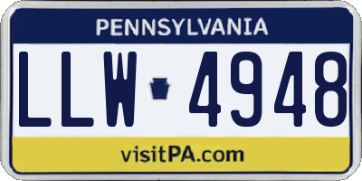PA license plate LLW4948