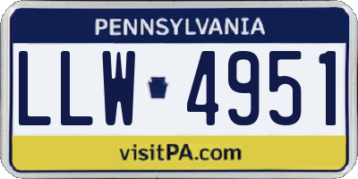 PA license plate LLW4951