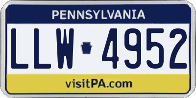 PA license plate LLW4952