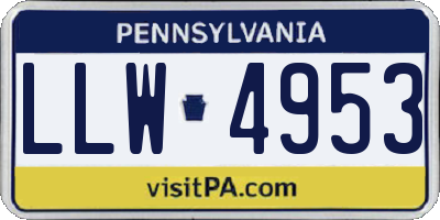 PA license plate LLW4953