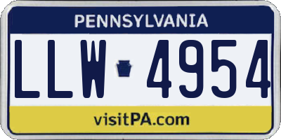 PA license plate LLW4954