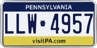 PA license plate LLW4957