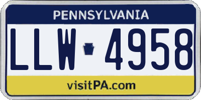 PA license plate LLW4958